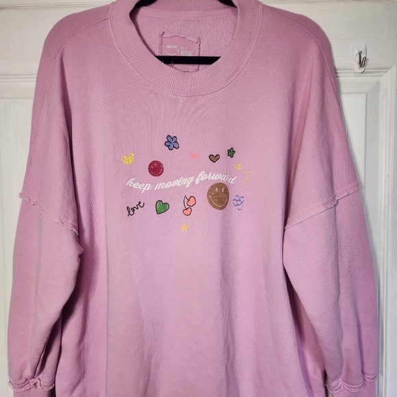 Aerie Pink Oversized Keep Moving Forward Graphic Crewneck  Size XS - Picture 5 of 15
